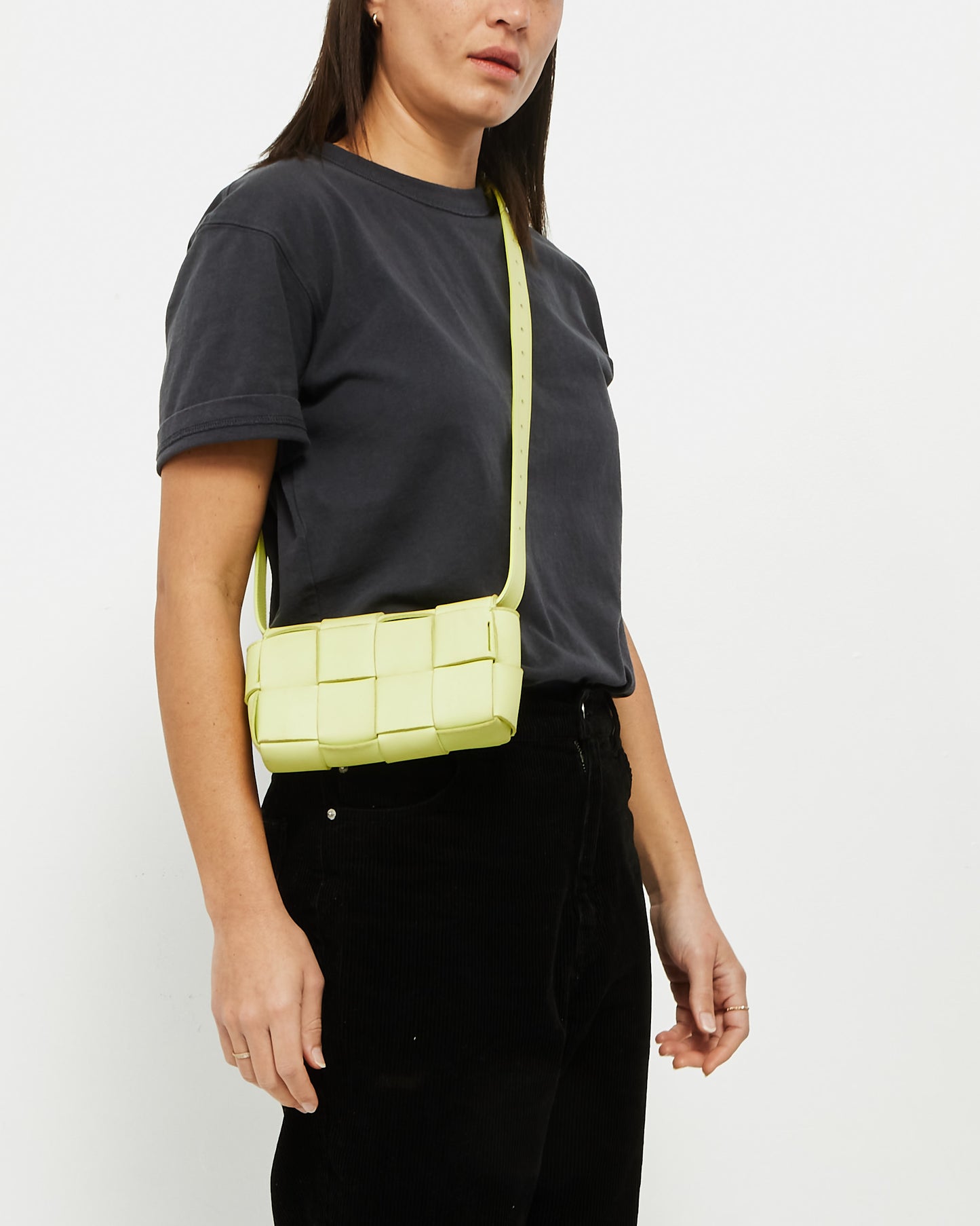 Bottega Neon Green Leather Mini Cassette Bag