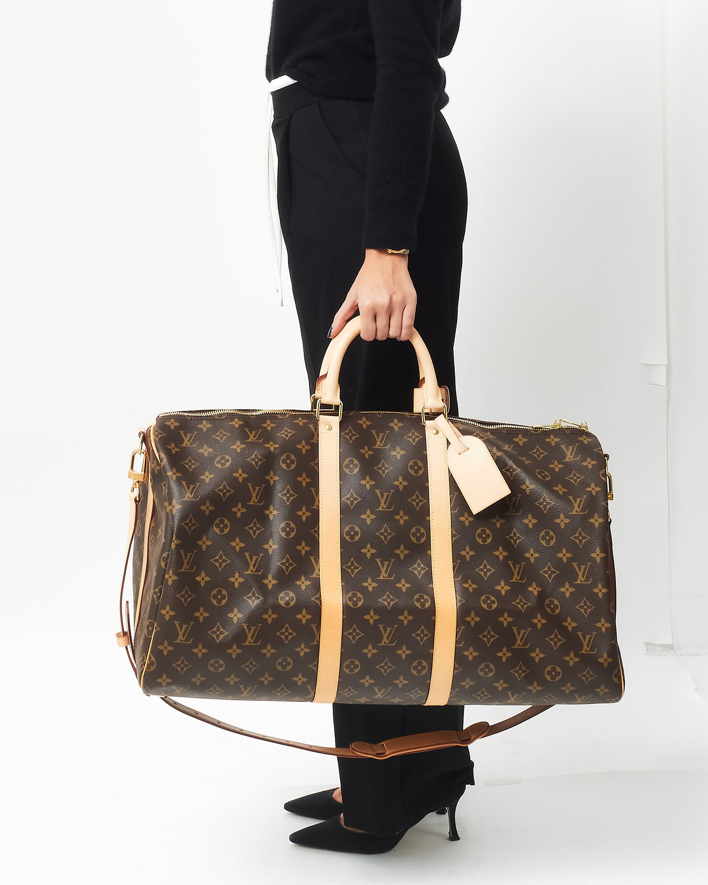 Louis Vuitton Monogram Coated Canvas Keepall 55 Duffle Bag