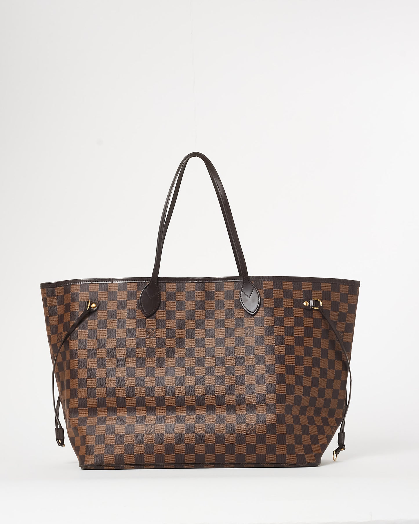 Louis Vuitton Coated Canvas Damier Ebene Neverfull GM Tote Bag W Pouch