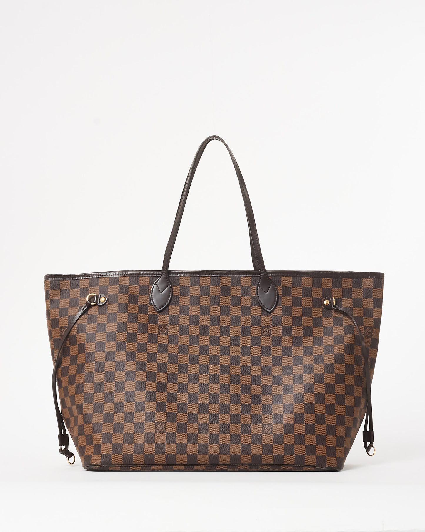 Louis Vuitton Coated Canvas Damier Ebene Neverfull GM Tote Bag W Pouch