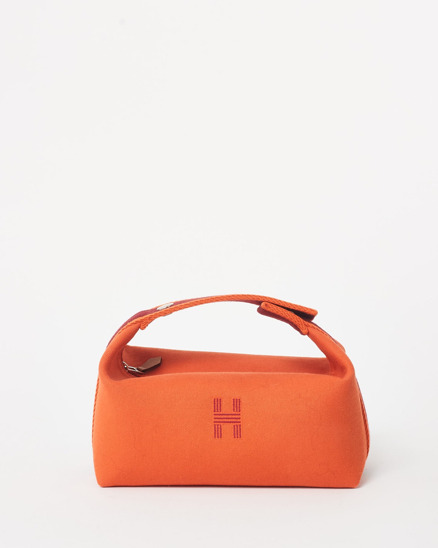 Hermès Orange 
Burgundy Canvas Small Bride À Brac Bag