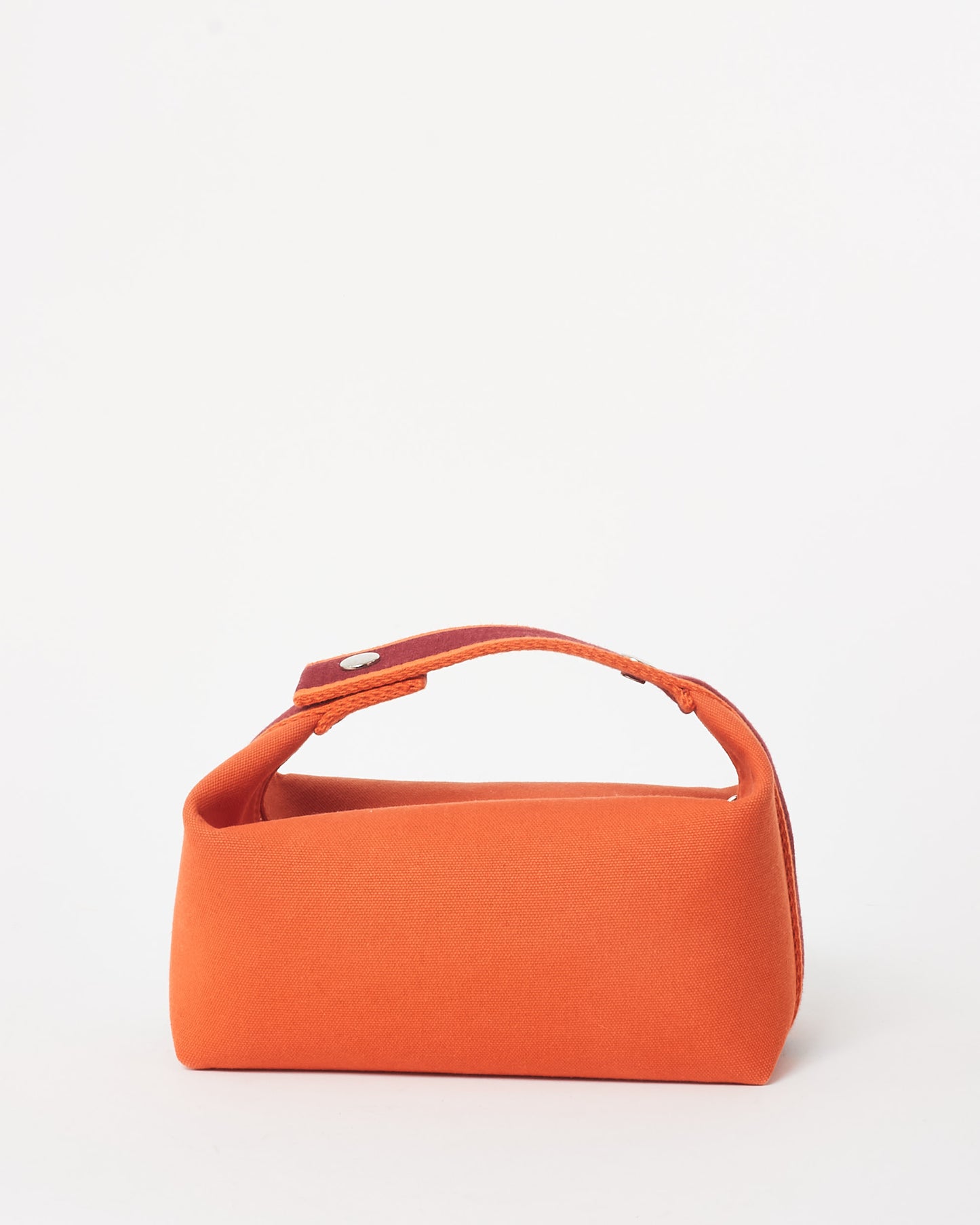 Hermès Orange 
Burgundy Canvas Small Bride À Brac Bag