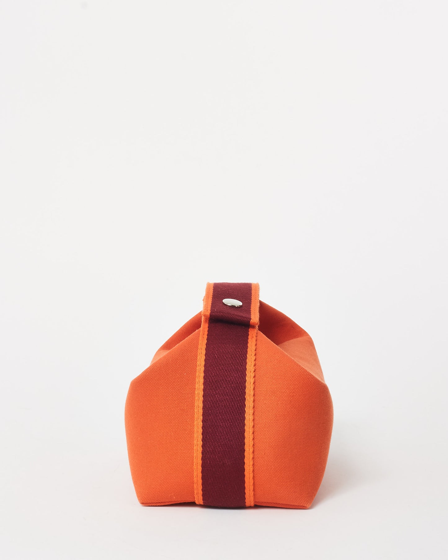 Hermès Orange 
Burgundy Canvas Small Bride À Brac Bag