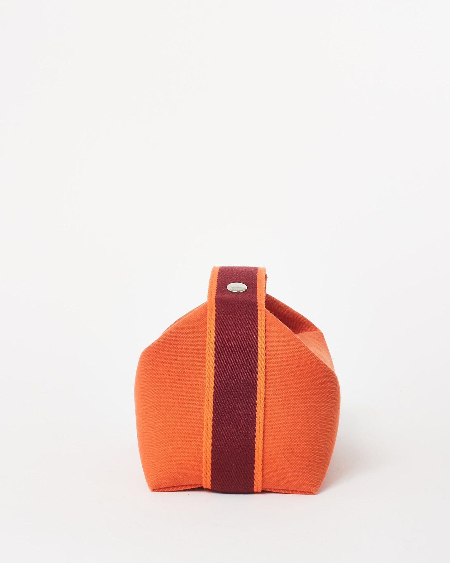 Hermès Orange 
Burgundy Canvas Small Bride À Brac Bag