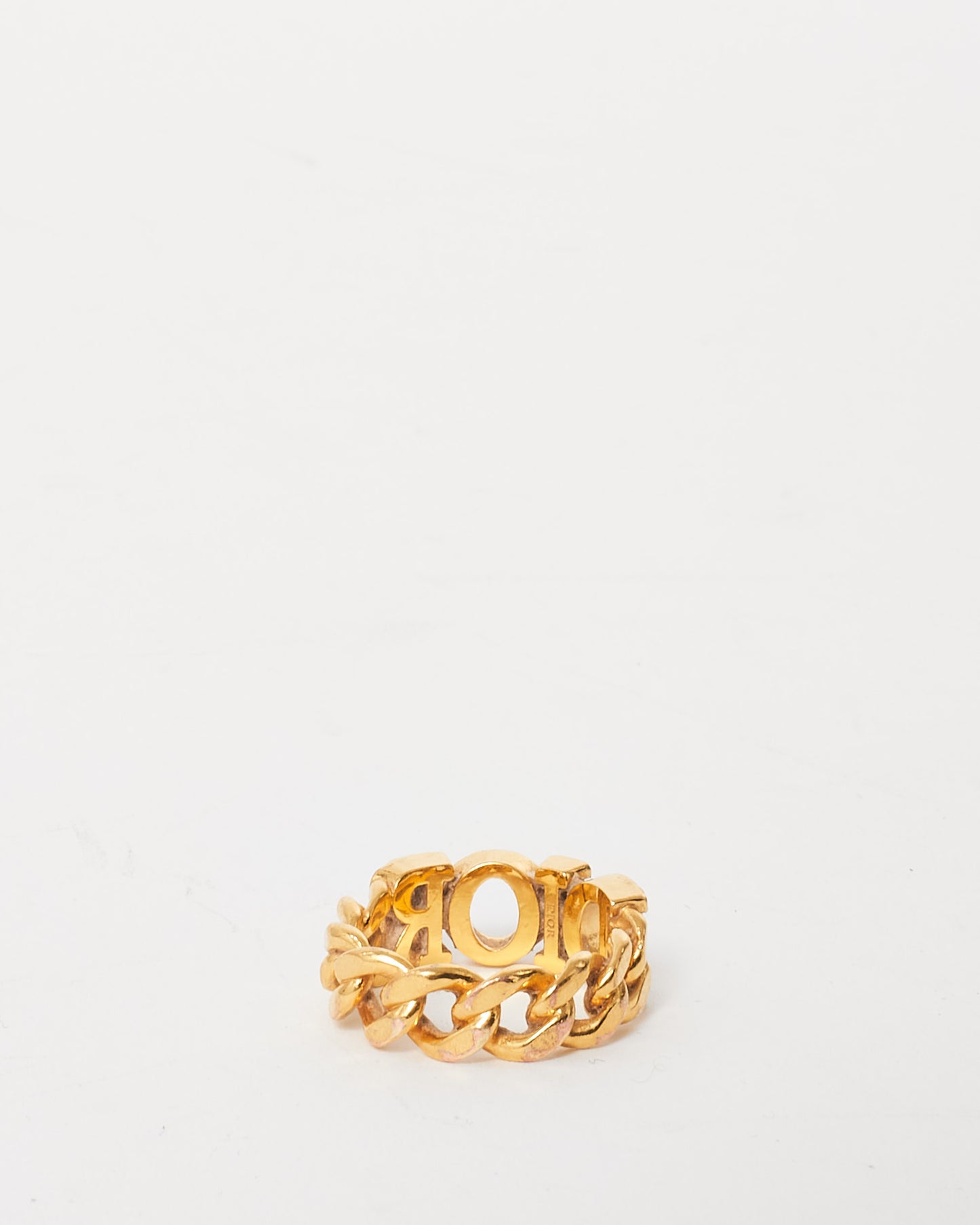 Dior Gold Logo Pavé Chain Evolution Ring - S