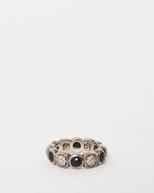 David Yurman Black Onyx 
Pavé Chiclet Band Ring - 6