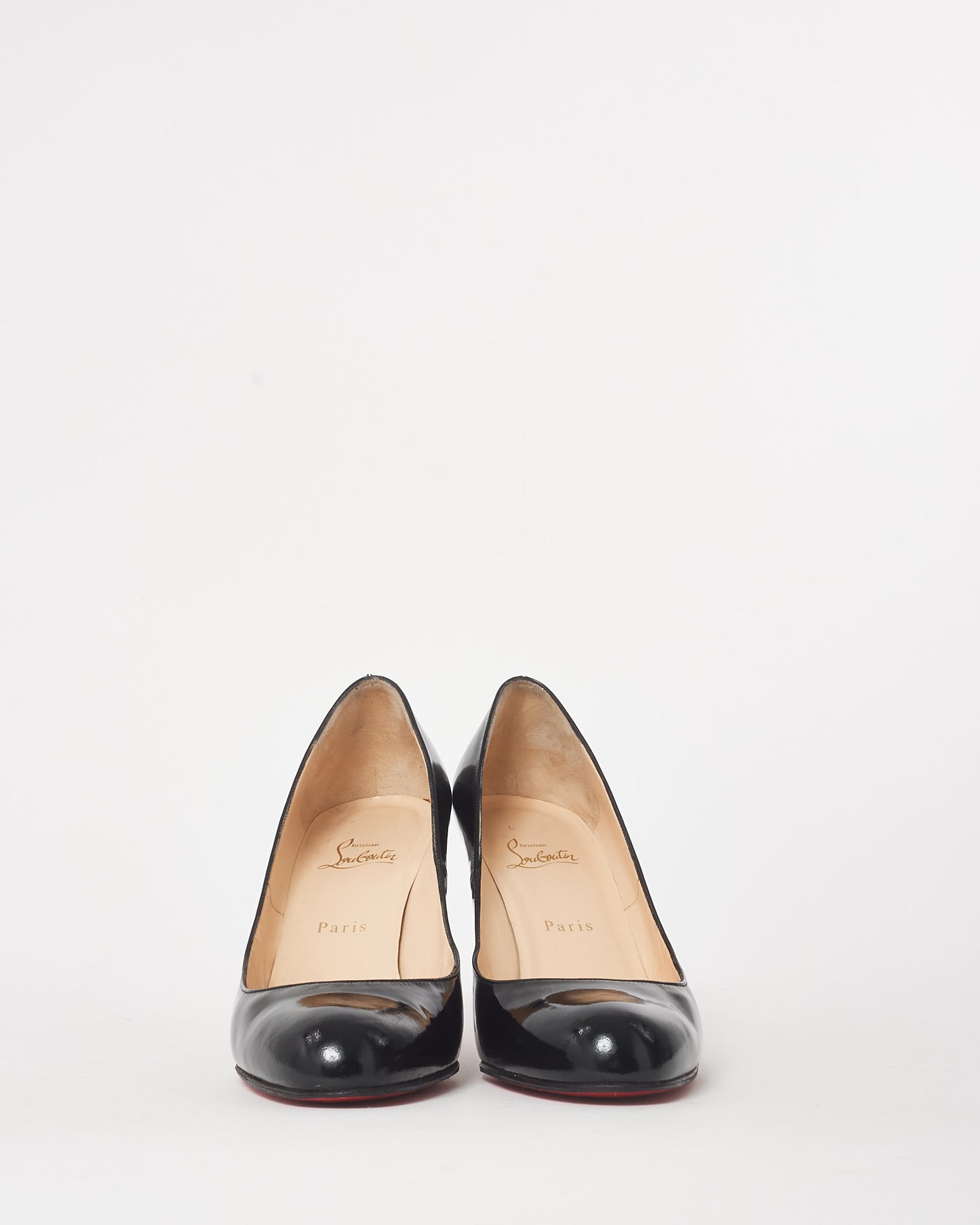 Christian Louboutin Black Patent Leather Round Toe Pumps - 40.5