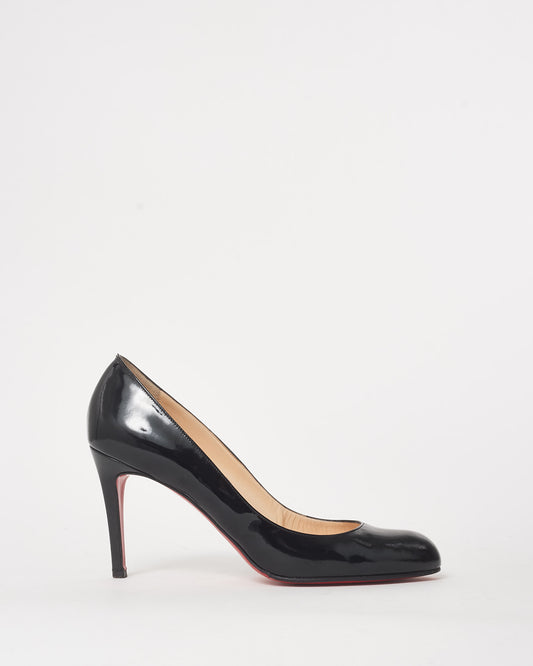 Christian Louboutin Black Patent Leather Round Toe Pumps - 40.5