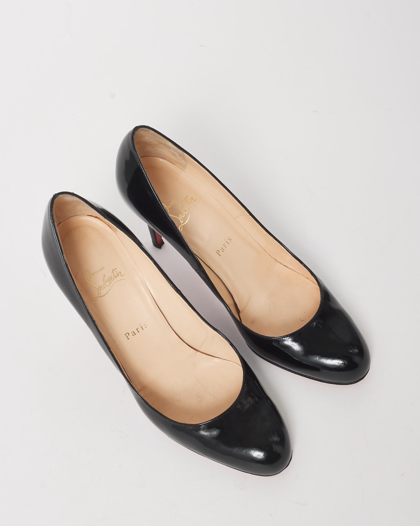 Christian Louboutin Black Patent Leather Round Toe Pumps - 40.5