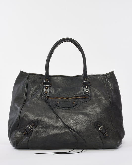 Balenciaga Black Leather Large Sunday Tote Bag