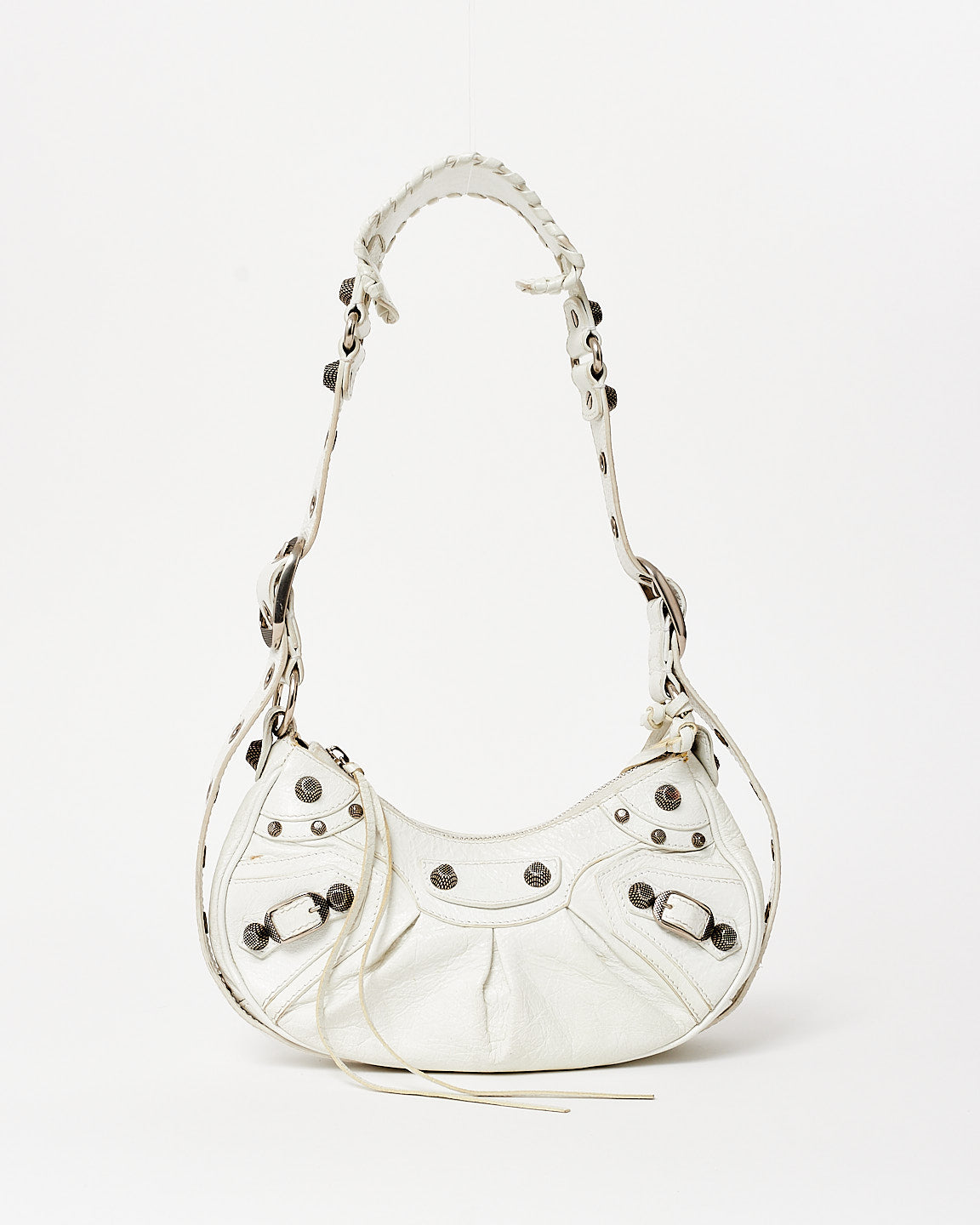 Balenciaga White Leather Le Cagole XS Bag