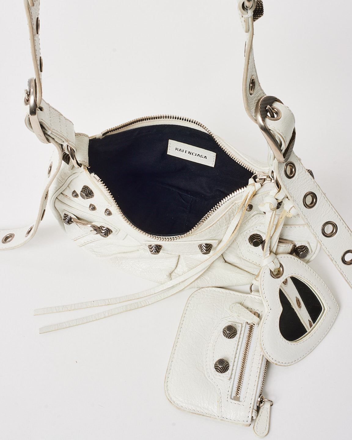 Balenciaga White Leather Le Cagole XS Bag