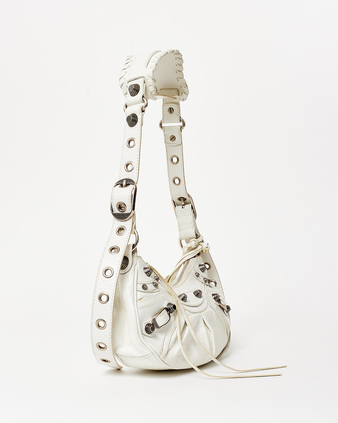 Balenciaga White Leather Le Cagole XS Bag