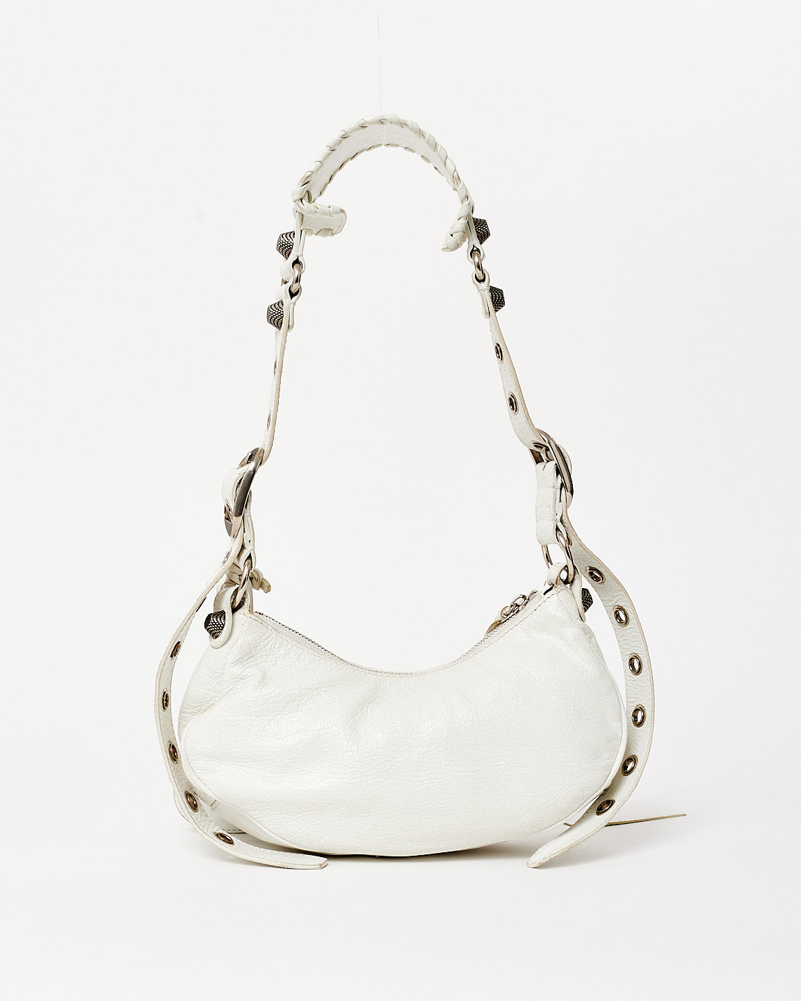 Balenciaga White Leather Le Cagole XS Bag