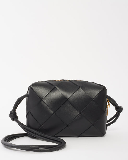 Bottega Veneta Black Intrecciato Leather Small Cassette Camera Bag