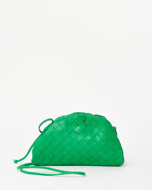 Bottega Veneta Parakeet Green Intrecciato Leather Mini Pouch