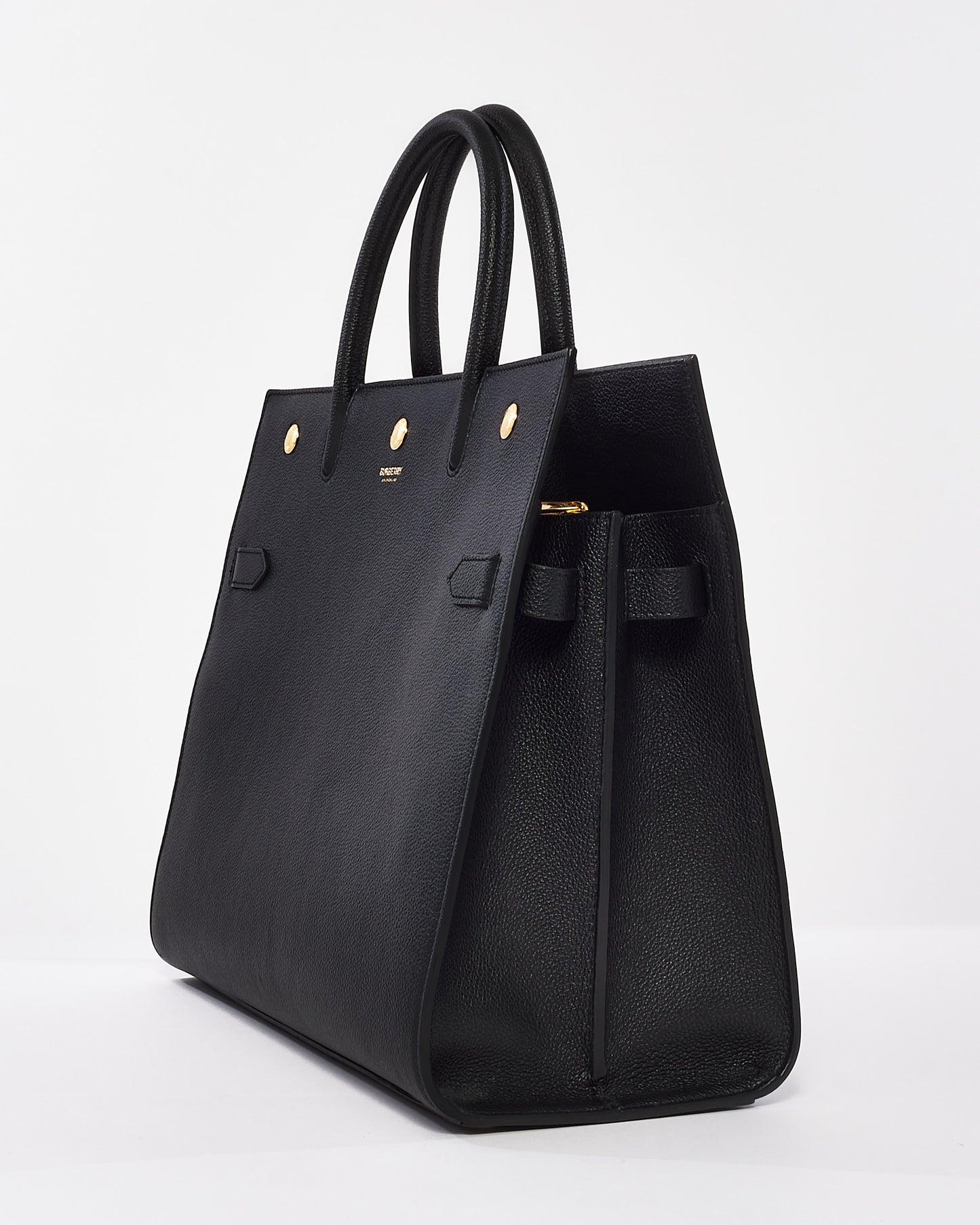 Burberry Black Leather Medium Title Tote Bag