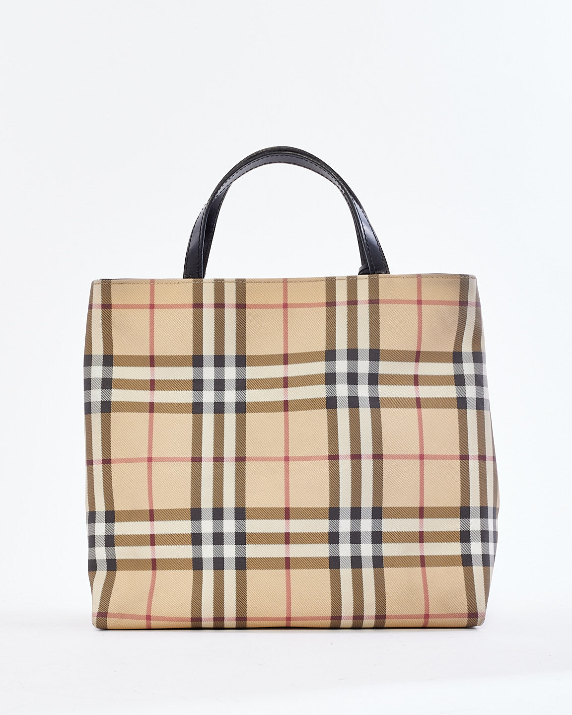 Burberry Beige Nova Check Coated Canvas Top Handle Tote Bag