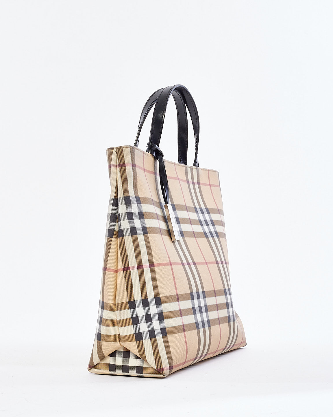 Burberry Beige Nova Check Coated Canvas Top Handle Tote Bag