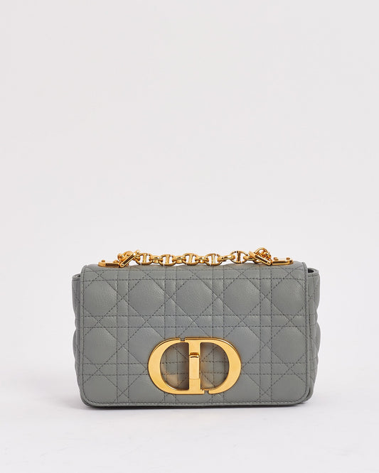 Dior Grey (Stone) Leather Small Caro Bag with Gold Hardware