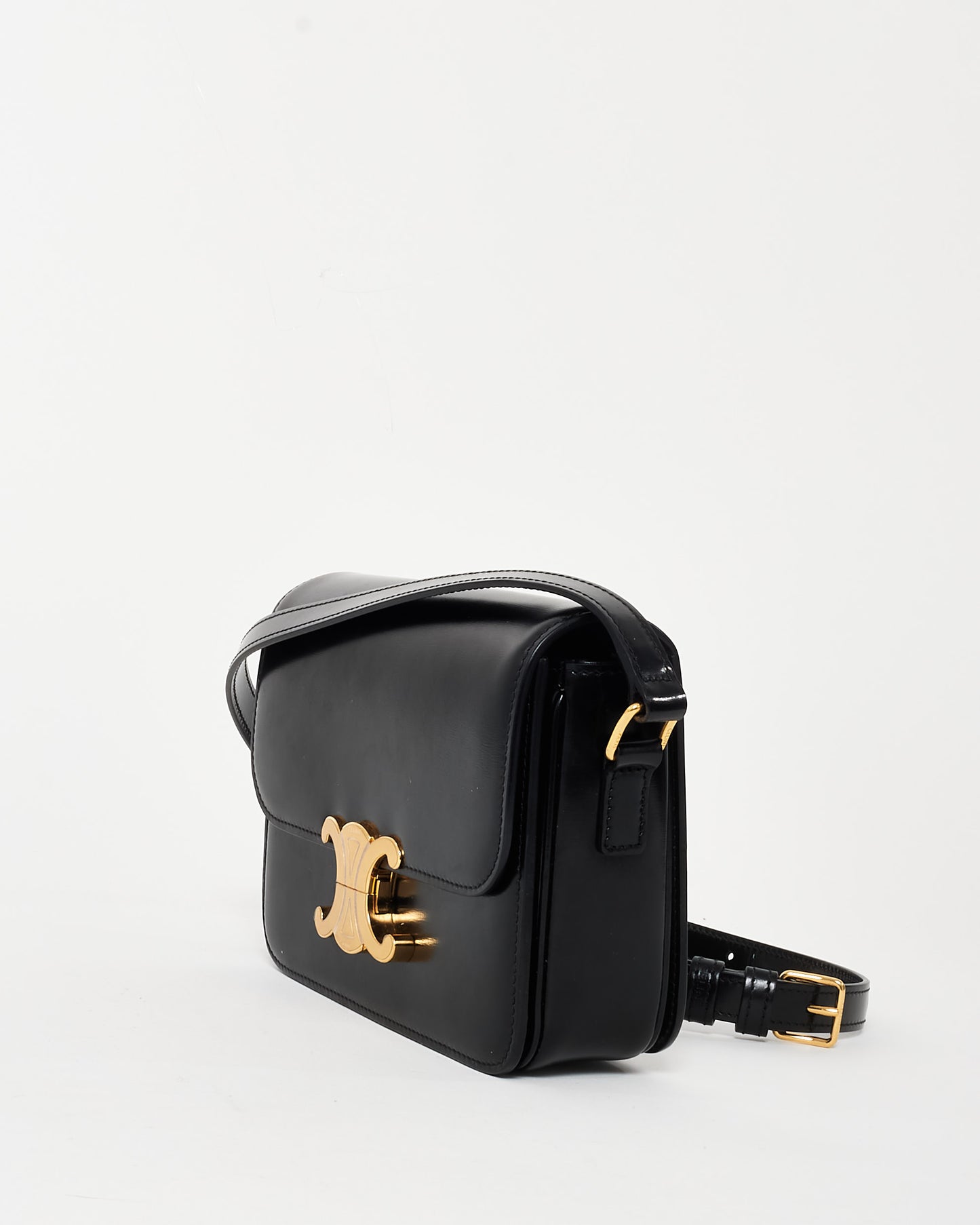 Celine Black Smooth Leather Teen Triomphe Crossbody Bag