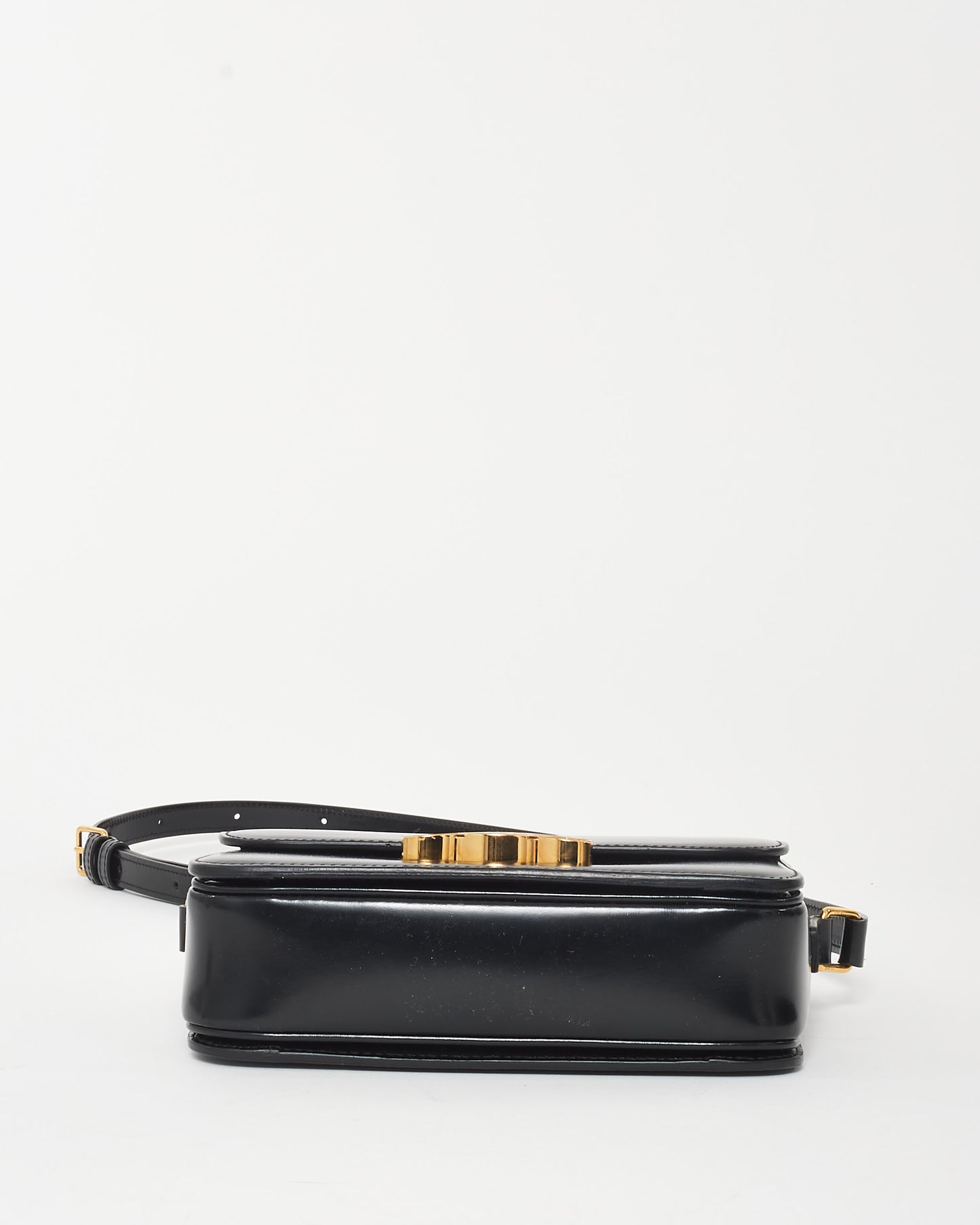 Celine Black Smooth Leather Teen Triomphe Crossbody Bag