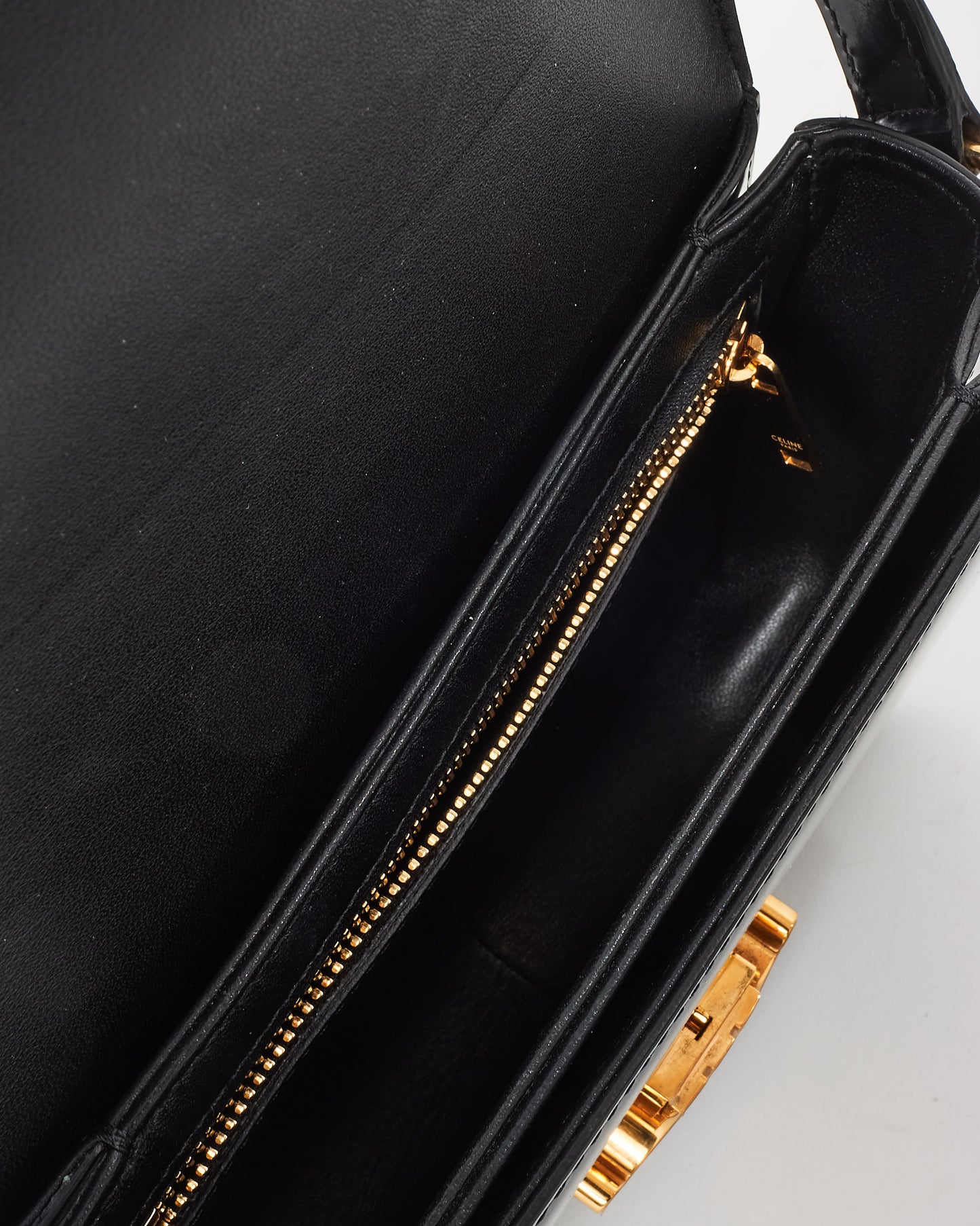 Celine Black Smooth Leather Teen Triomphe Crossbody Bag