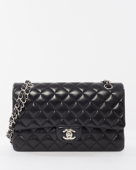 Chanel Black Lambskin Leather Medium Classic Double Flap Bag SHW