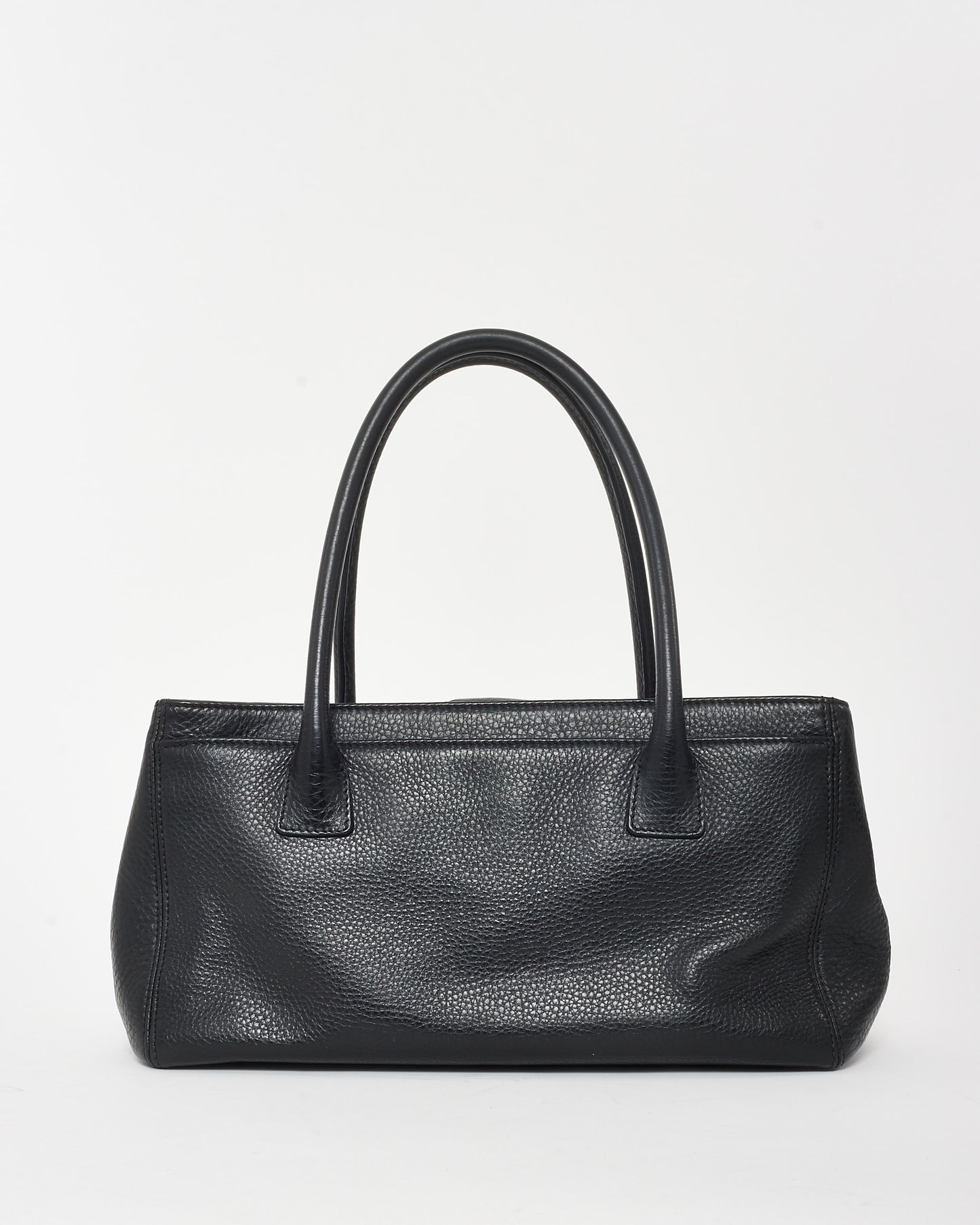 Chanel Black Leather SHW East West Cerf Tote Bag