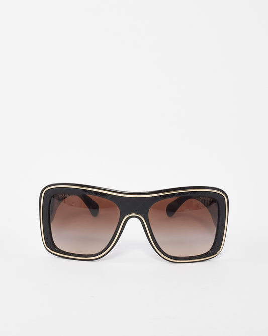 Chanel Black 
Gold Oversized Logo C.622/S5 Sunglasses