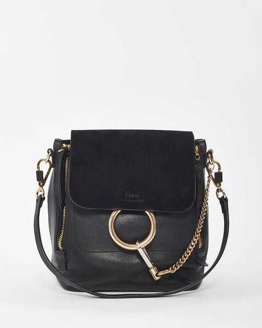 Chloé Black Suede 
Calfskin Small Faye Backpack