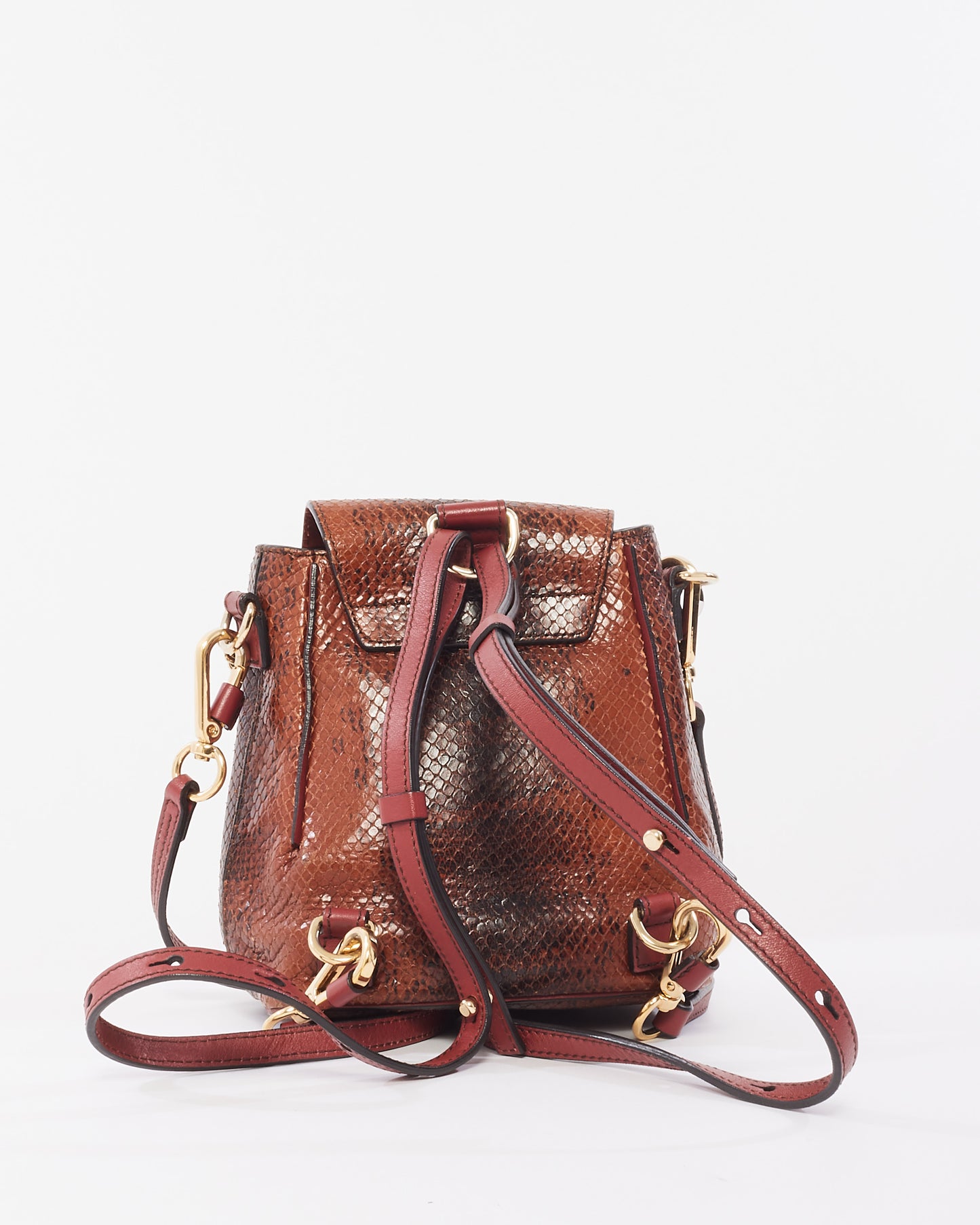 Chloé Burgundy Python Leather Small Faye Backpack