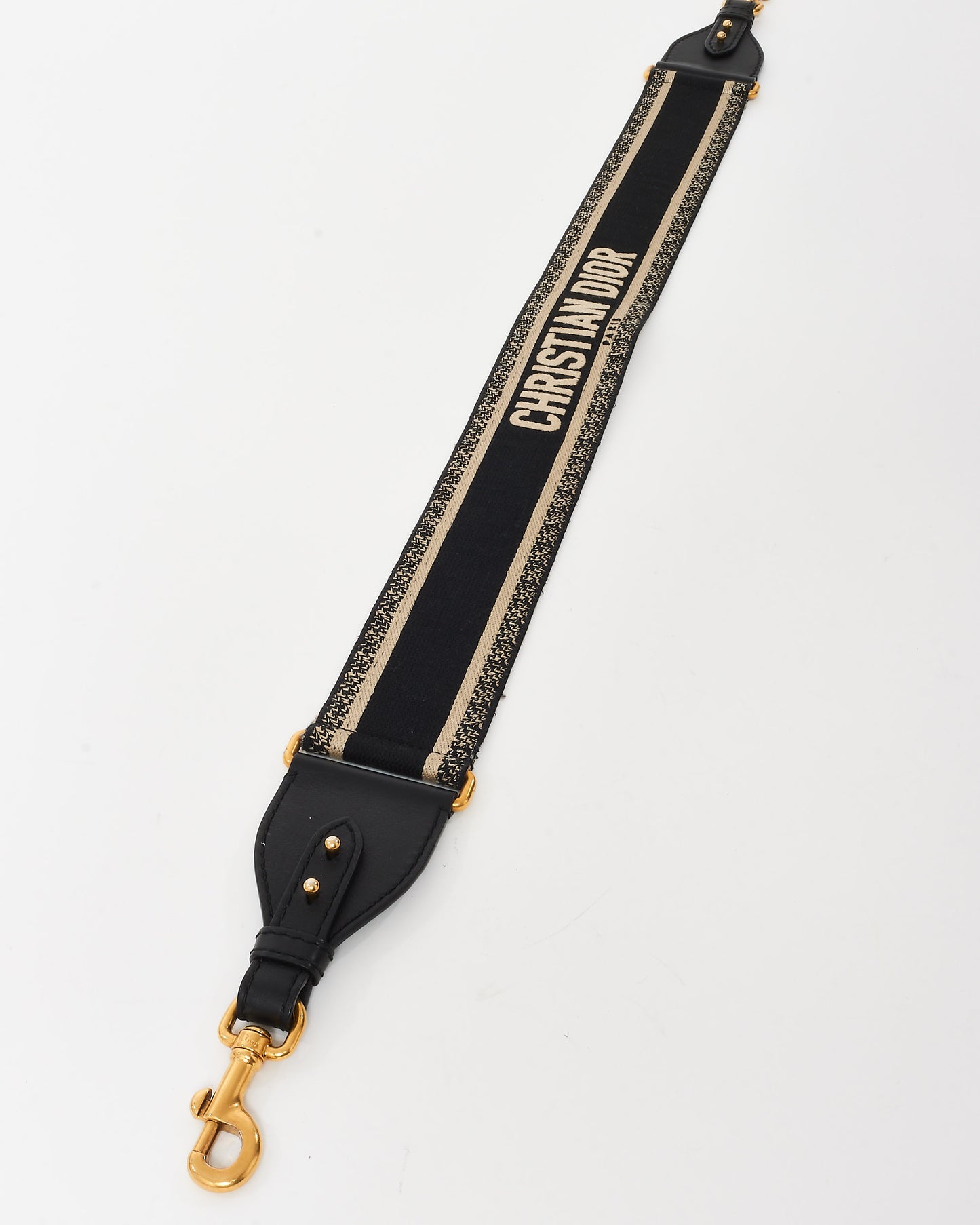 Dior Black 
Ecru Logo Embroidered Guitar Strap