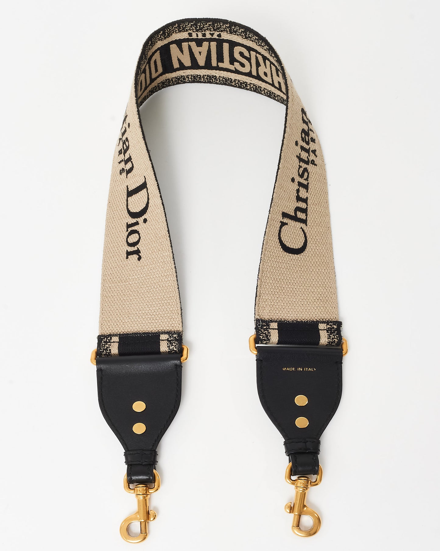 Dior Black 
Ecru Logo Embroidered Guitar Strap