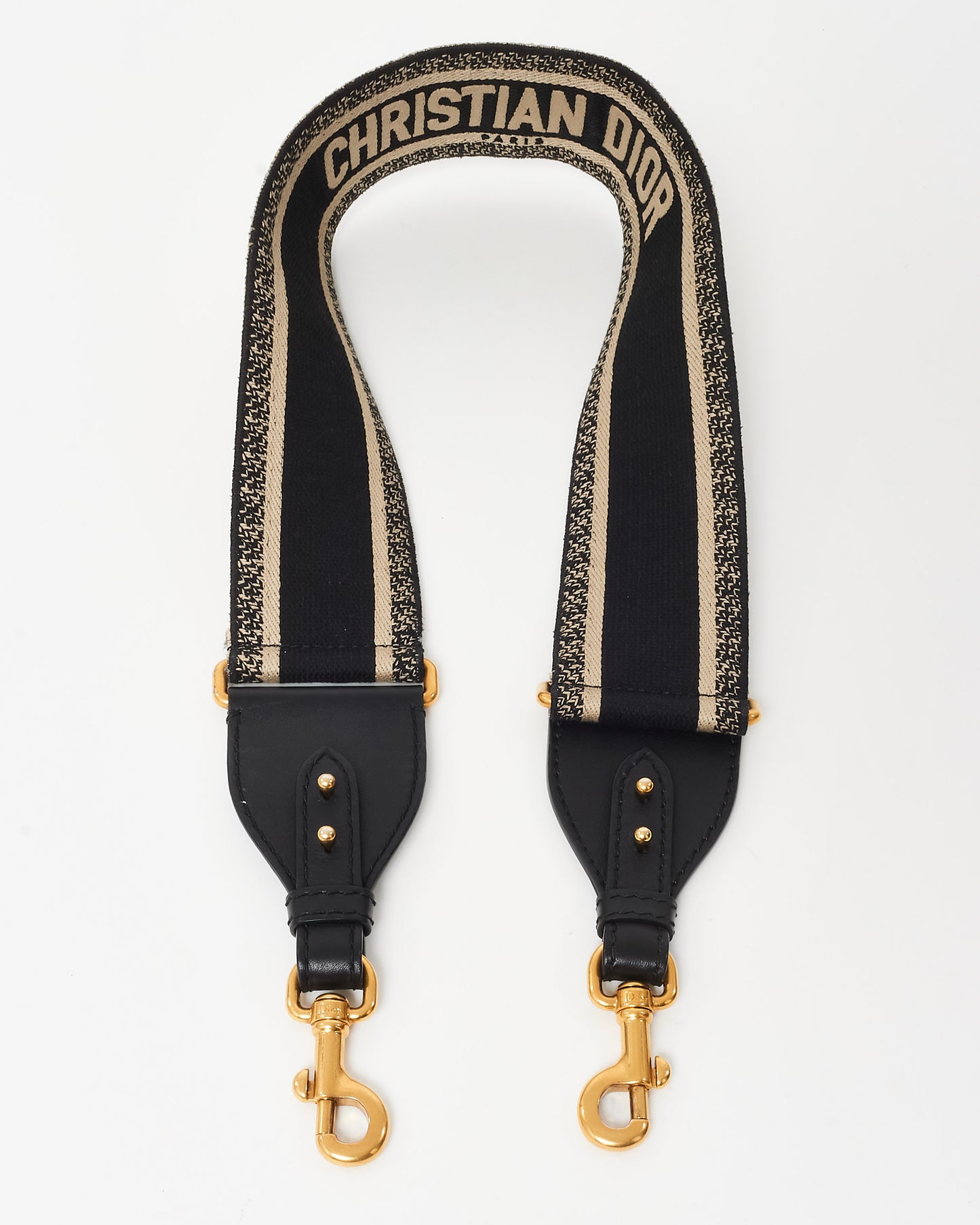 Dior Black 
Ecru Logo Embroidered Guitar Strap