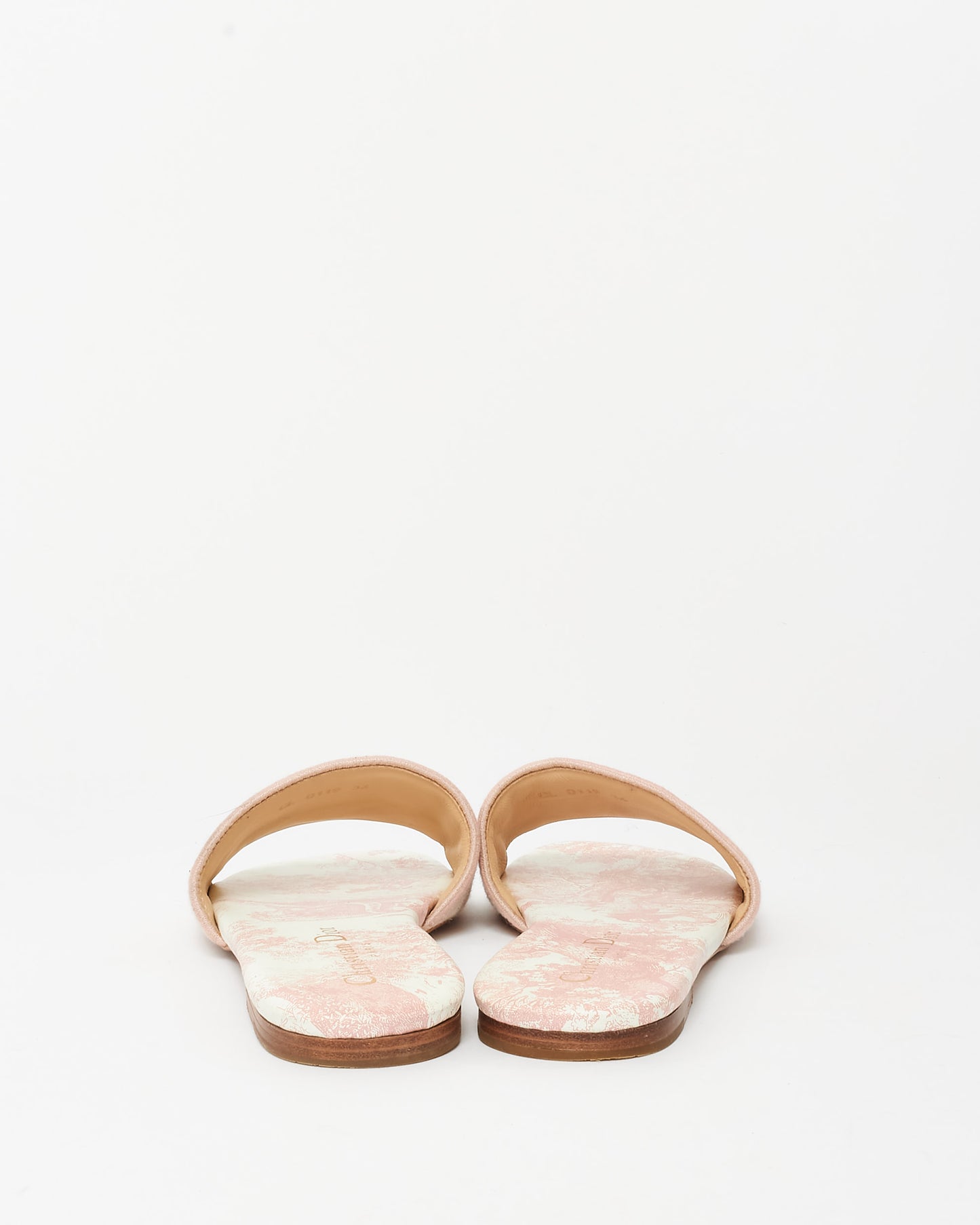 Dior Pink Embroidered Cotton and Toile de Jouy Motif DWay Slides - 36