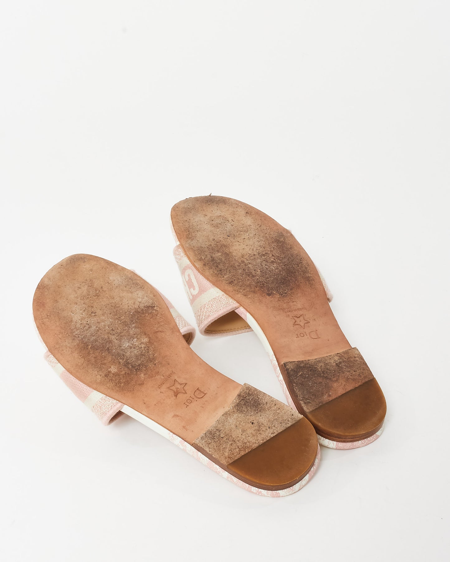 Dior Pink Embroidered Cotton and Toile de Jouy Motif DWay Slides - 36