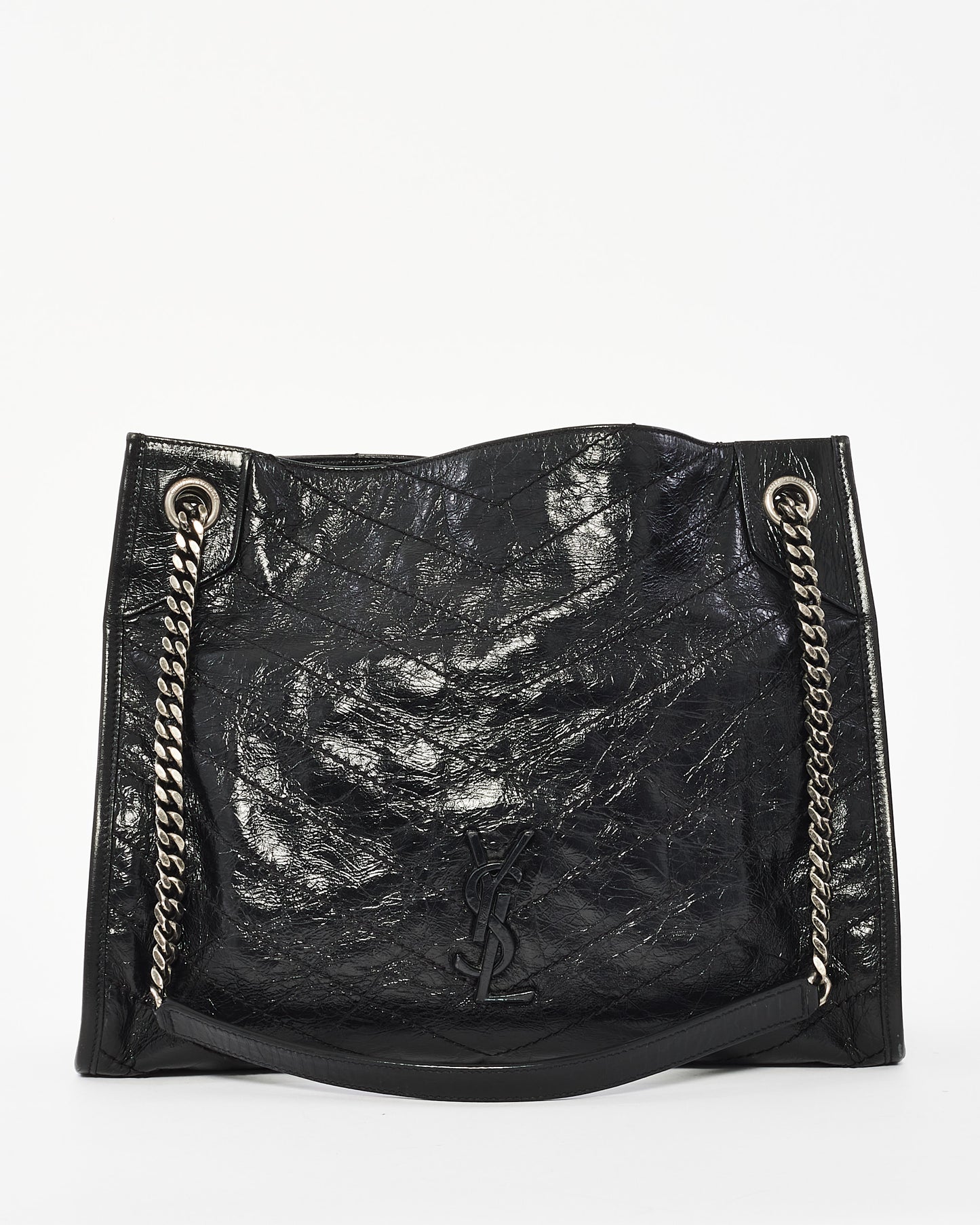 Saint Laurent Black Crinkle Leather Niki Tote Bag