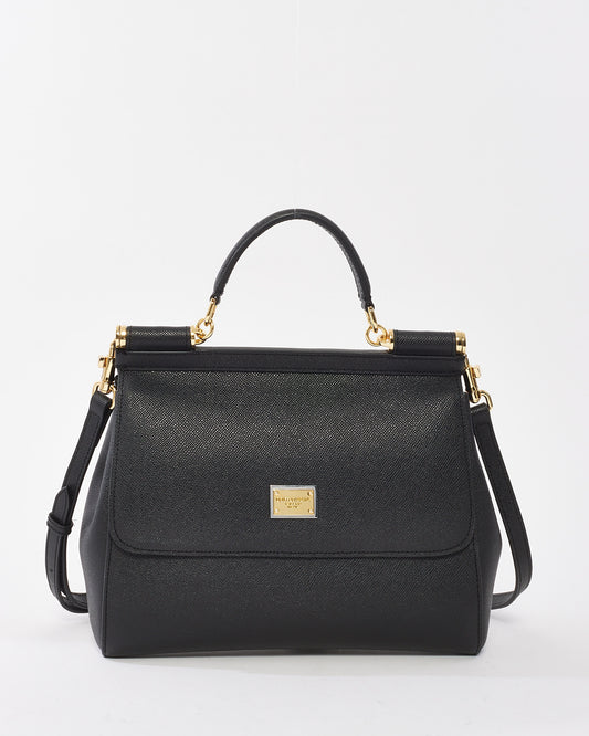 Dolce 
Gabbana Black Leather Medium Miss Sicily Bag