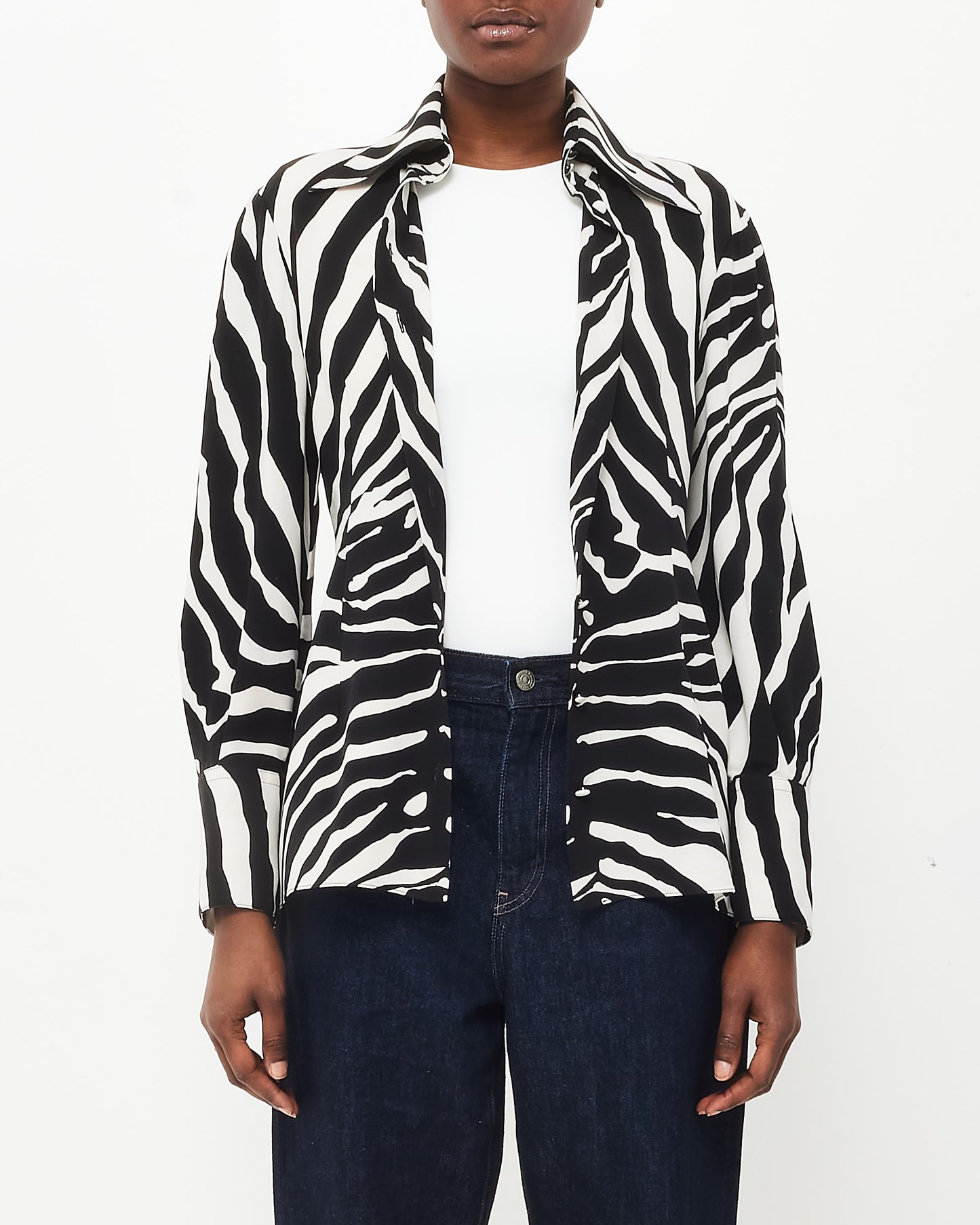 Dolce 
Gabbana Zebra Print Silk Blouse - 42