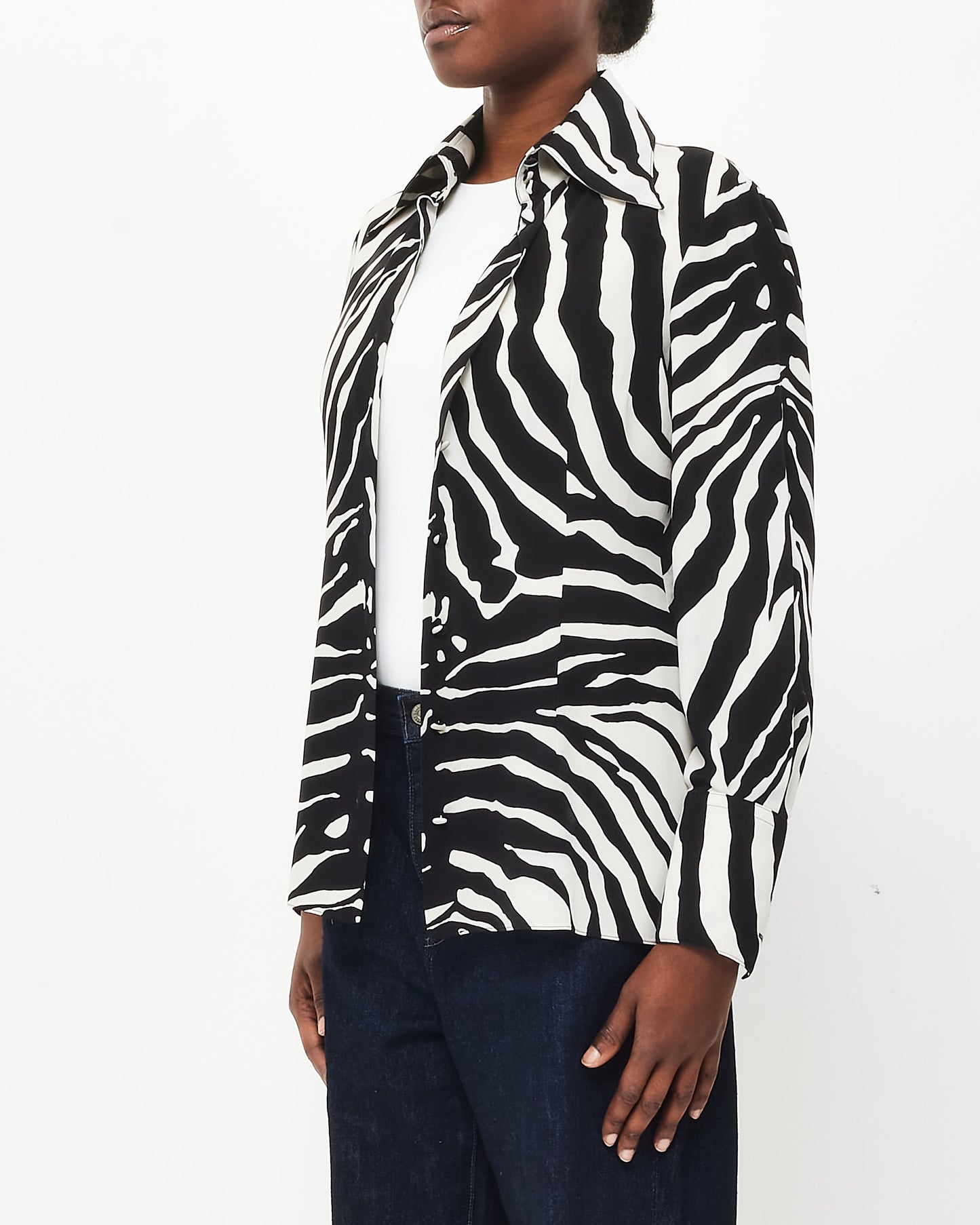 Dolce 
Gabbana Zebra Print Silk Blouse - 42