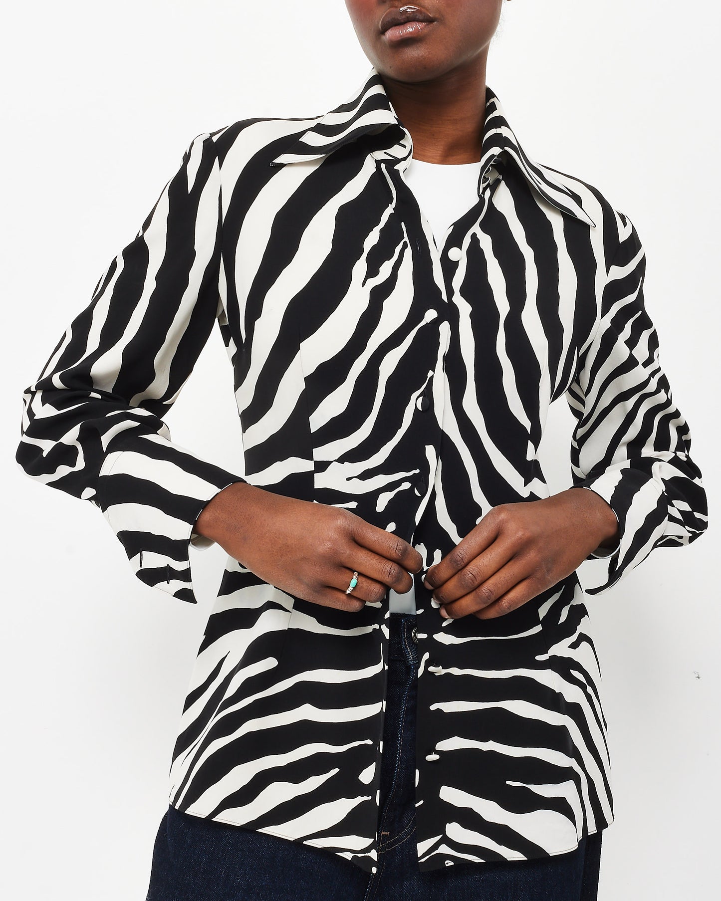 Dolce 
Gabbana Zebra Print Silk Blouse - 42