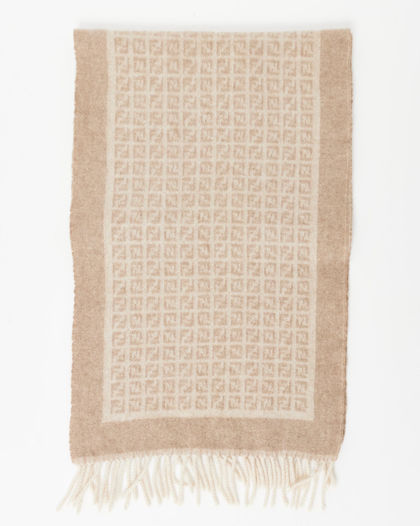 Fendi Beige Cashmere Zucchino Print Scarf