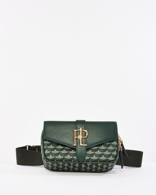 Fauré Le Page Green Coated Canvas Printed Belt Bag