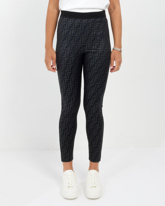 Fendi Black Zucca Print Monogram Leggings - 42