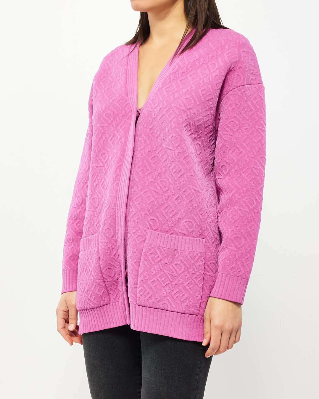 Fendi x Skims Pink Logo Oversize Cardigan - 36