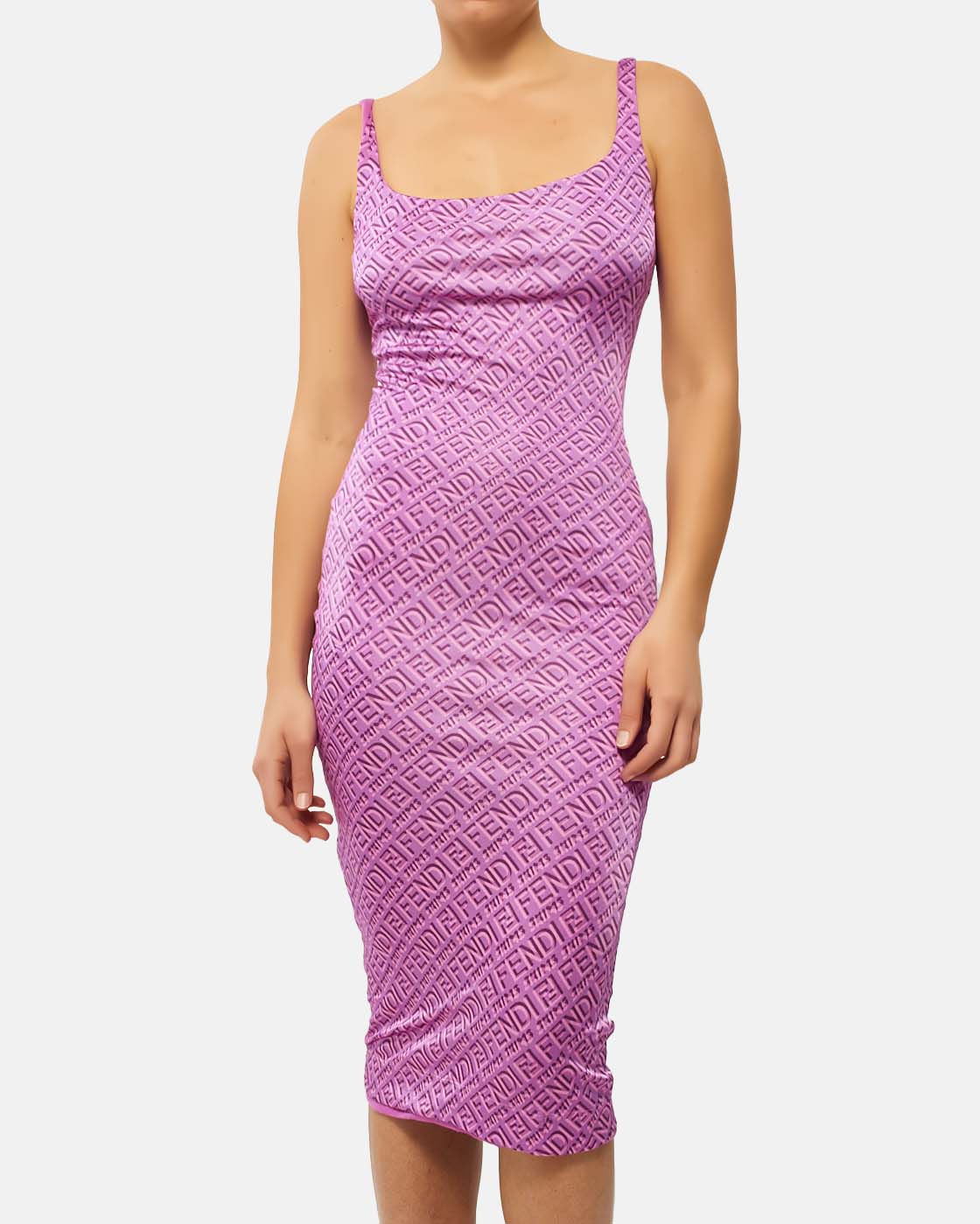 Fendi x Skims Pink Spandex Logo Midi Dress - S