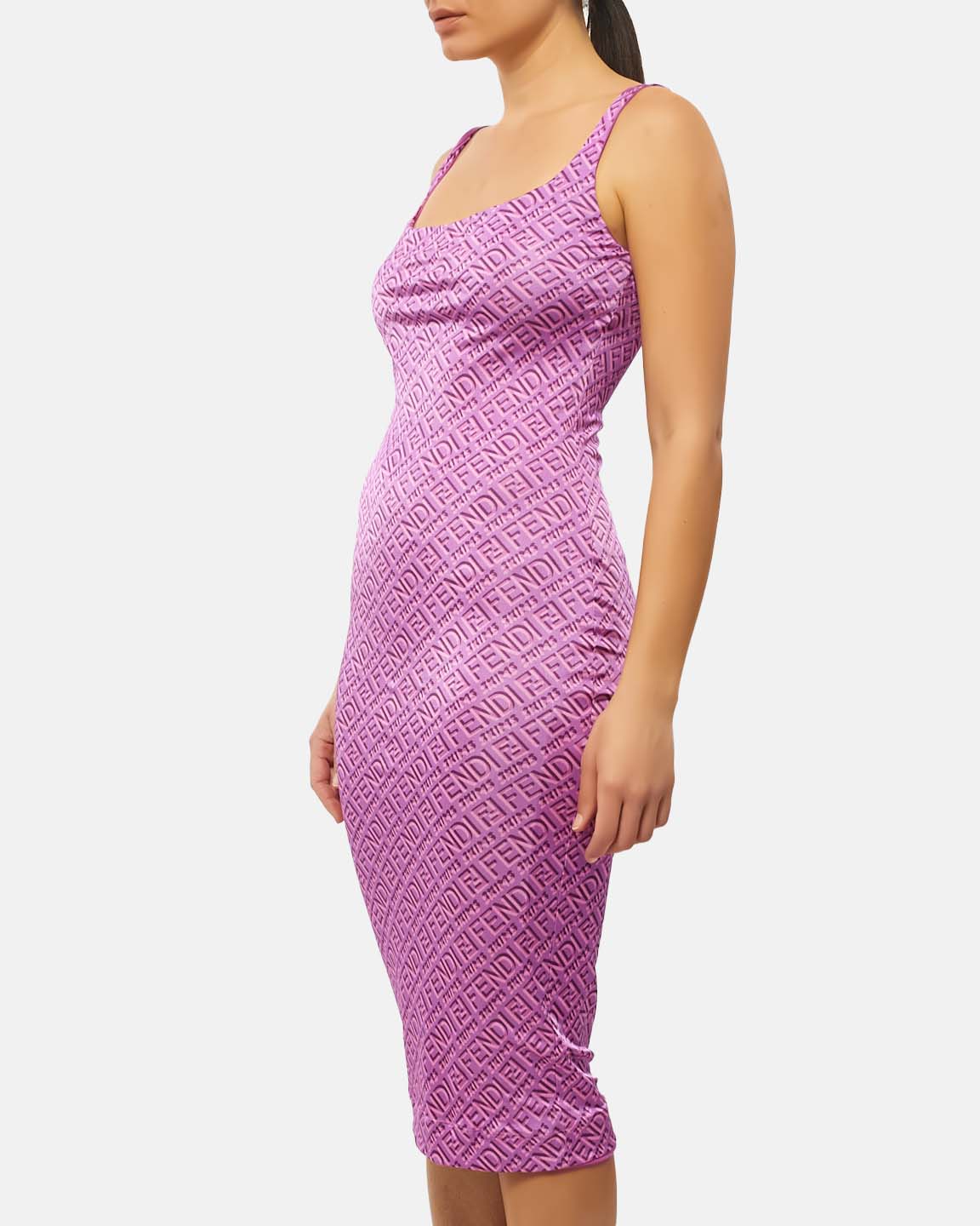 Fendi x Skims Pink Spandex Logo Midi Dress - S