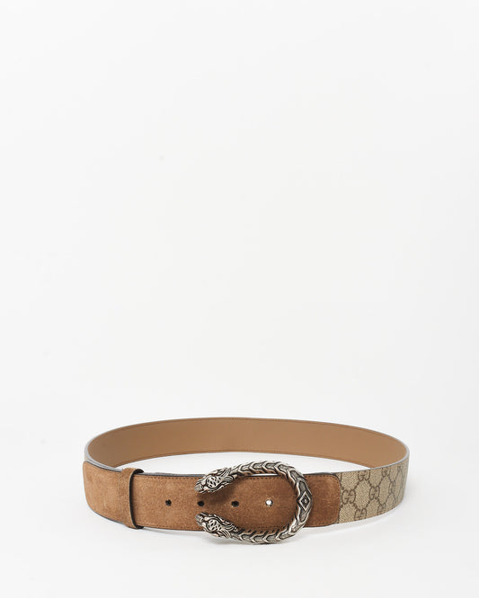 Gucci Beige and Brown Monogram GG Supreme Canvas Dionysus Belt - 105/42