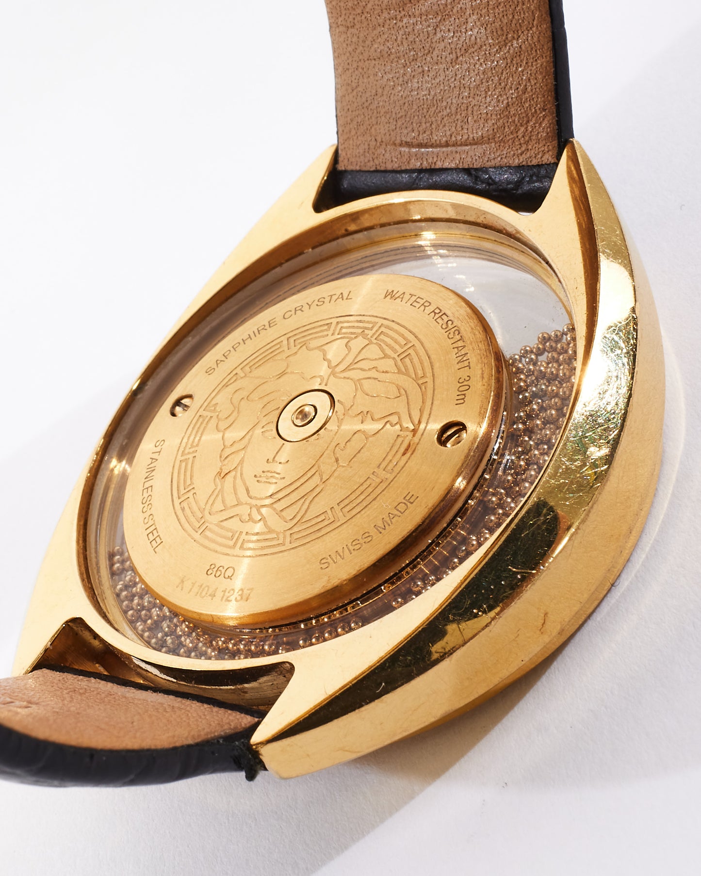 Versace Black Croc Embossed Leather 
Gold Tone Destiny Spirit Watch